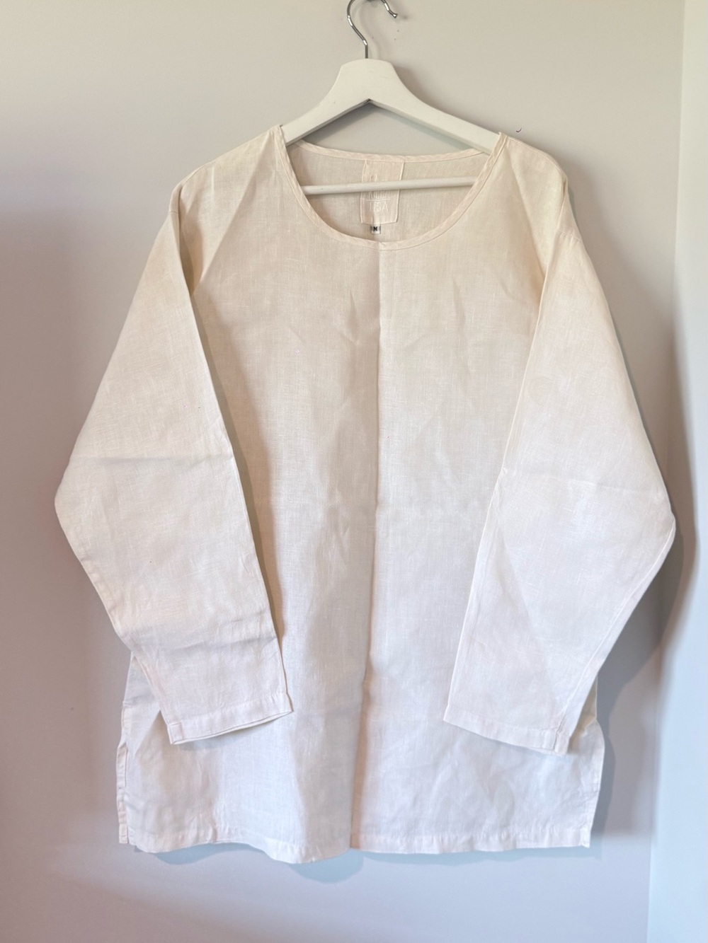 Kleen 100% Linen Women Top M/6 Minimalist Vacation Travel Summer Cocktail Ivory